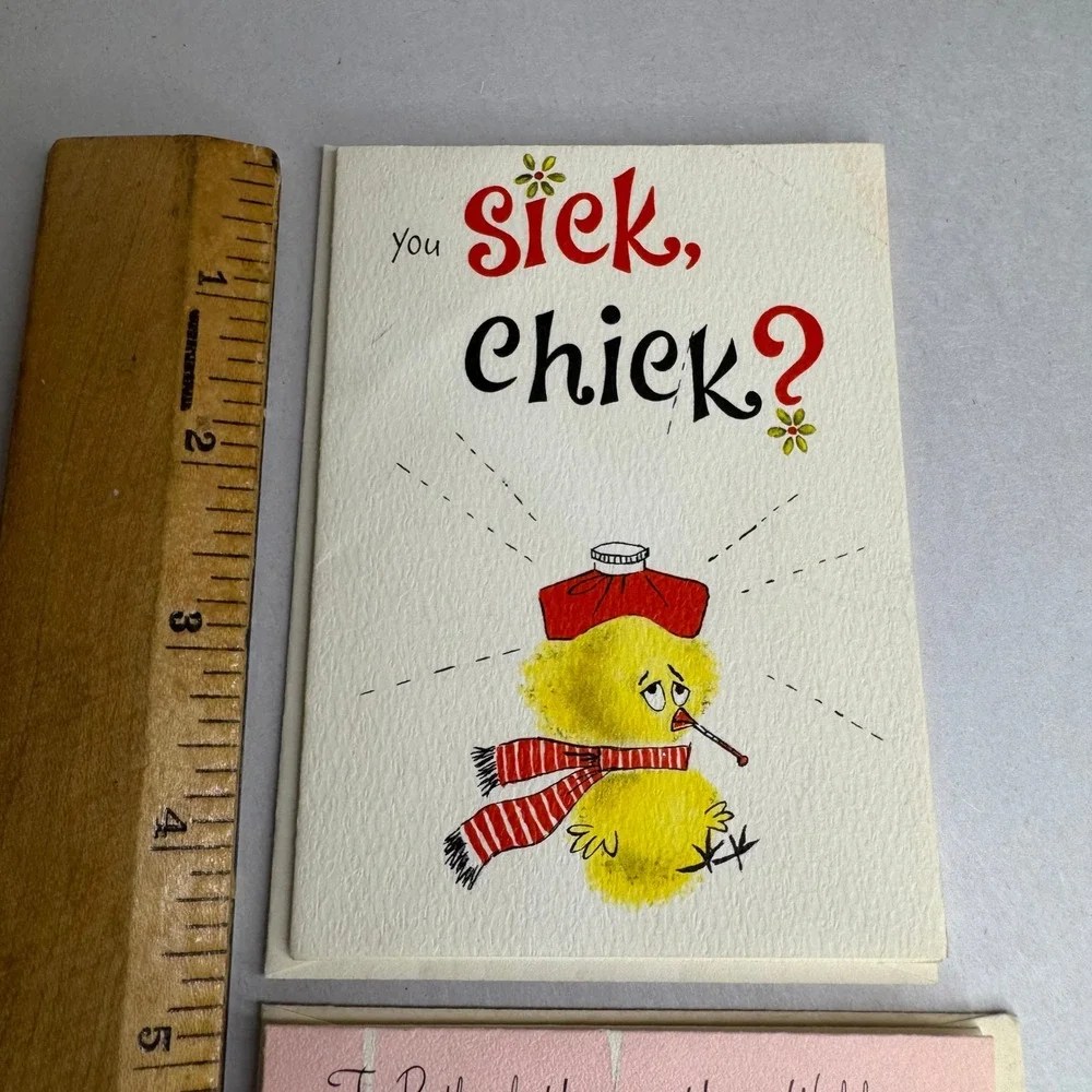 Vintage Hallmark Greeting Cards Anniversary Wedding Sick Chick Get Well Lot of 2